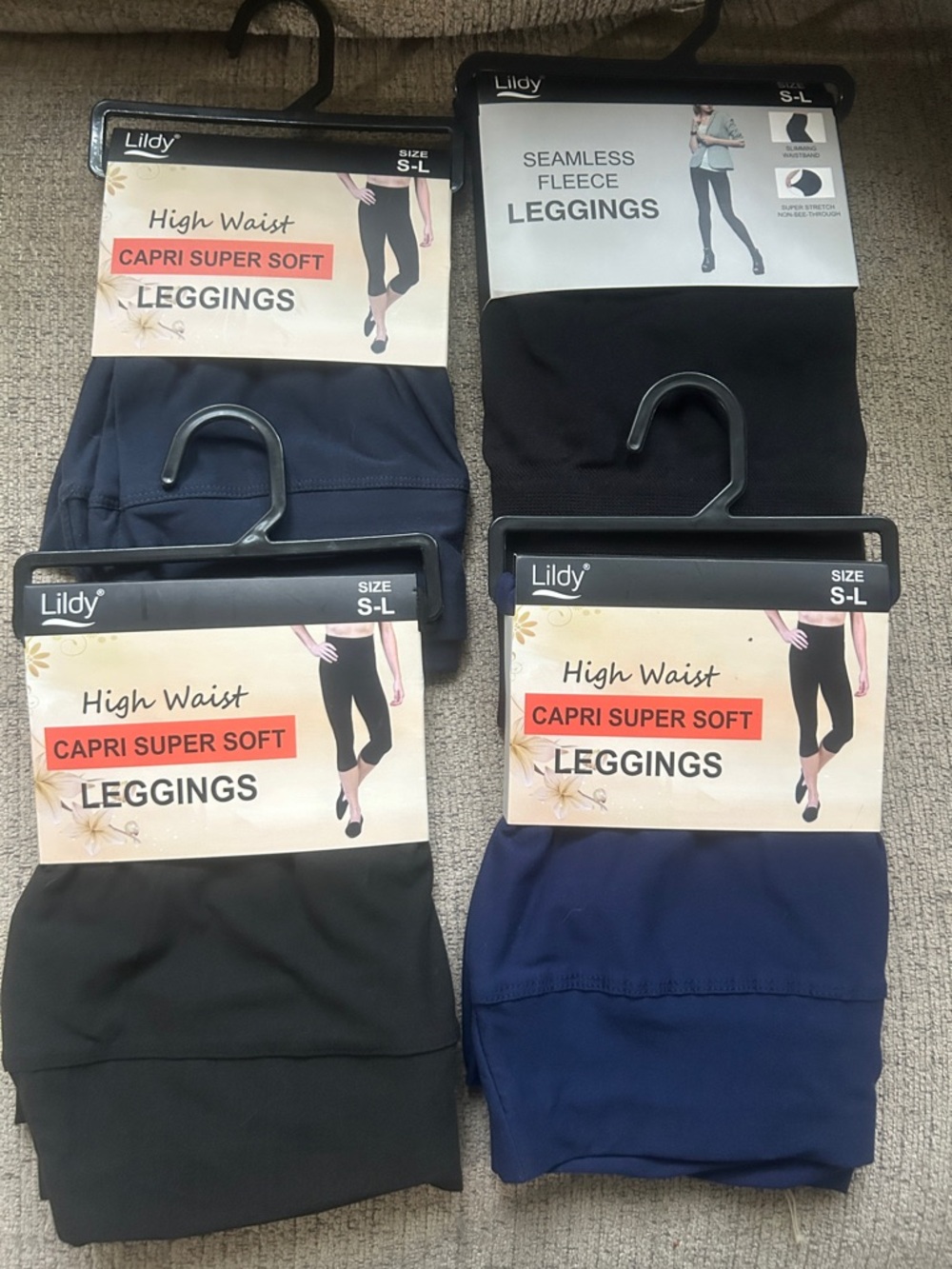 Lildy High Waist Capri Super Soft Leggings - Black & Navy